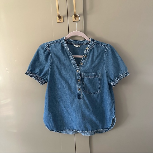 Anthropologie Pilcro denim chambray henley top small - Picture 4 of 4